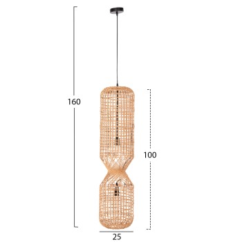 CEILING PENDANT LAMP FK4344 CYLINDRICAL-PAPER ROPE ΙΝ SAN BEIGE-2 BULBS Φ25x100-160Hcm. CEILING PENDANT LAMP FK4344 CYLINDRICAL-PAPER ROPE ΙΝ SAN BEIGE-2 BULBS Φ25x100-160Hcm.