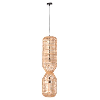 CEILING PENDANT LAMP FK4344 CYLINDRICAL-PAPER ROPE ΙΝ SAN BEIGE-2 BULBS Φ25x100-160Hcm.