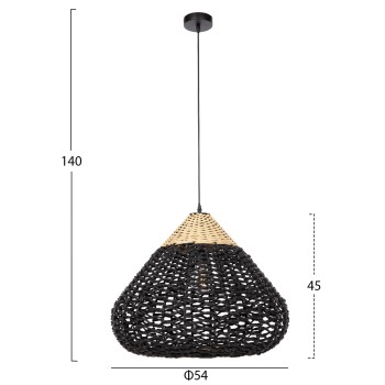 CEILING PENDANT LAMP FK4346 PAPER ROPE ΙΝ BEIGE AND BLACK Φ55,5x44Hcm. CEILING PENDANT LAMP FK4346 PAPER ROPE ΙΝ BEIGE AND BLACK Φ55,5x44Hcm.