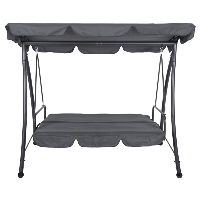 PORCH SWINGER-BED 3-SEATER WITH SUNSHIELD LIKID FK5980.01 METAL FRAME&FABRIC IN GREY 194x119x210Hcm. PORCH SWINGER-BED 3-SEATER WITH SUNSHIELD LIKID FK5980.01 METAL FRAME&FABRIC IN GREY 194x119x210Hcm.