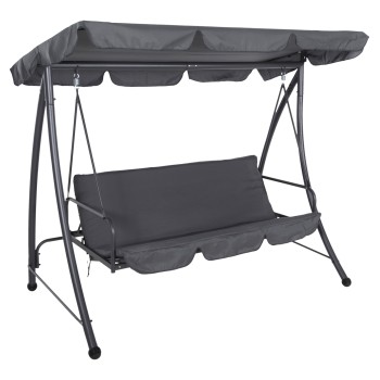 PORCH SWINGER-BED 3-SEATER WITH SUNSHIELD LIKID FK5980.01 METAL FRAME&FABRIC IN GREY 194x119x210Hcm.