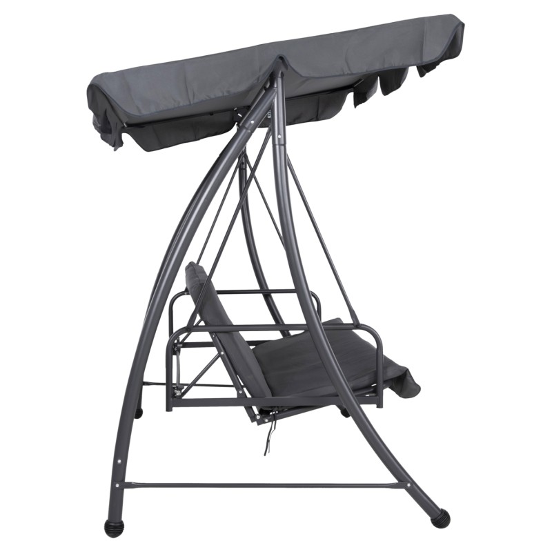 PORCH SWINGER-BED 3-SEATER WITH SUNSHIELD LIKID FK5980.01 METAL FRAME&FABRIC IN GREY 194x119x210Hcm. PORCH SWINGER-BED 3-SEATER WITH SUNSHIELD LIKID FK5980.01 METAL FRAME&FABRIC IN GREY 194x119x210Hcm.