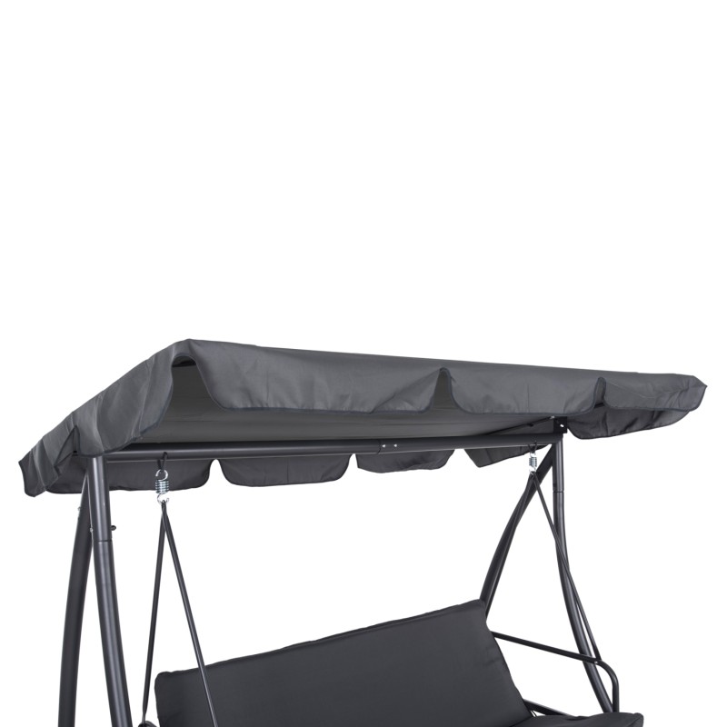 PORCH SWINGER-BED 3-SEATER WITH SUNSHIELD LIKID FK5980.01 METAL FRAME&FABRIC IN GREY 194x119x210Hcm. PORCH SWINGER-BED 3-SEATER WITH SUNSHIELD LIKID FK5980.01 METAL FRAME&FABRIC IN GREY 194x119x210Hcm.