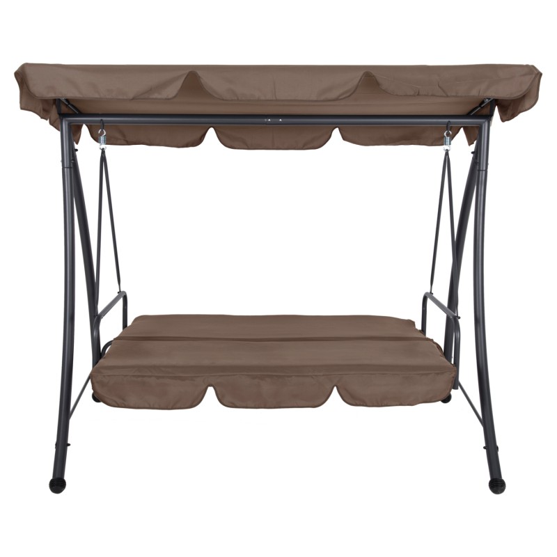 PORCH SWINGER-BED 3-SEATER LIKID FK5980.02 METAL FRAME IN GREY-FABRIC IN LIGHT BROWN 194x119x210Hcm. PORCH SWINGER-BED 3-SEATER LIKID FK5980.02 METAL FRAME IN GREY-FABRIC IN LIGHT BROWN 194x119x210Hcm.