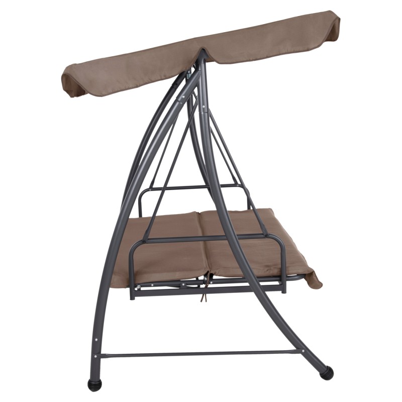 PORCH SWINGER-BED 3-SEATER LIKID FK5980.02 METAL FRAME IN GREY-FABRIC IN LIGHT BROWN 194x119x210Hcm. PORCH SWINGER-BED 3-SEATER LIKID FK5980.02 METAL FRAME IN GREY-FABRIC IN LIGHT BROWN 194x119x210Hcm.