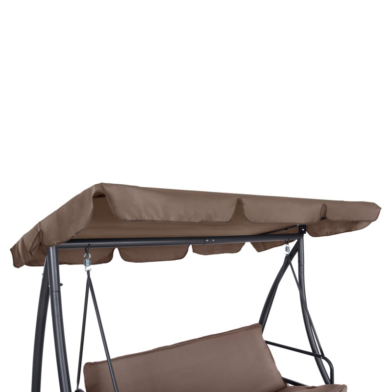 PORCH SWINGER-BED 3-SEATER LIKID FK5980.02 METAL FRAME IN GREY-FABRIC IN LIGHT BROWN 194x119x210Hcm. PORCH SWINGER-BED 3-SEATER LIKID FK5980.02 METAL FRAME IN GREY-FABRIC IN LIGHT BROWN 194x119x210Hcm.