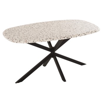 DINING TABLE OVAL RODDEN FK11903.03 WERZALIT TABLETOP IN TERRAZZO COLOR-BLACK METAL BASE 146x94x75Hcm.