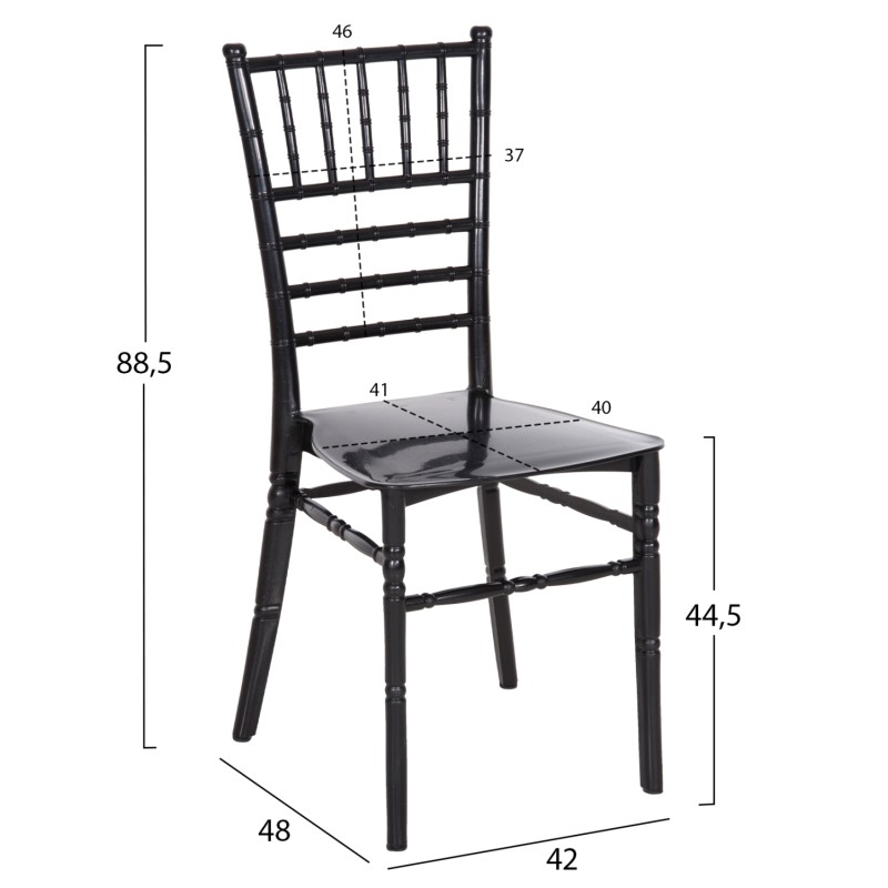 POLYPROPYLENE CATERING CHAIR TIFFANY NEW FK8058.07 GLOSSY BLACK 42x48x88,5Hcm. POLYPROPYLENE CATERING CHAIR TIFFANY NEW FK8058.07 GLOSSY BLACK 42x48x88,5Hcm.