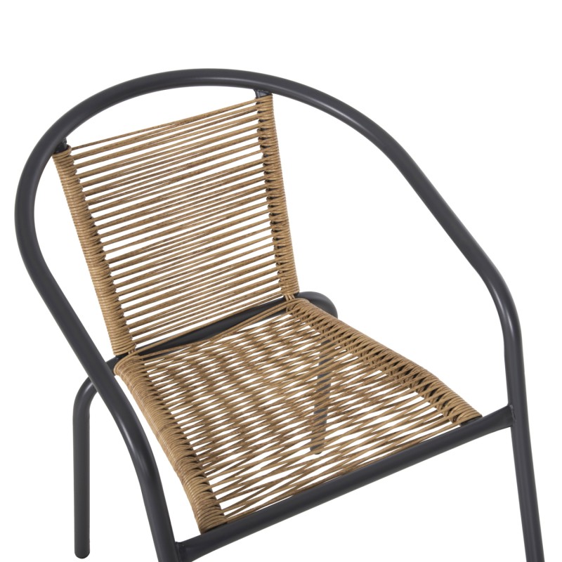 ARMCHAIR SWIFTER FK5969.02 METAL IN GREY-SYNTHETIC RATTAN IN NATURAL 54x61x75Hcm. ARMCHAIR SWIFTER FK5969.02 METAL IN GREY-SYNTHETIC RATTAN IN NATURAL 54x61x75Hcm.