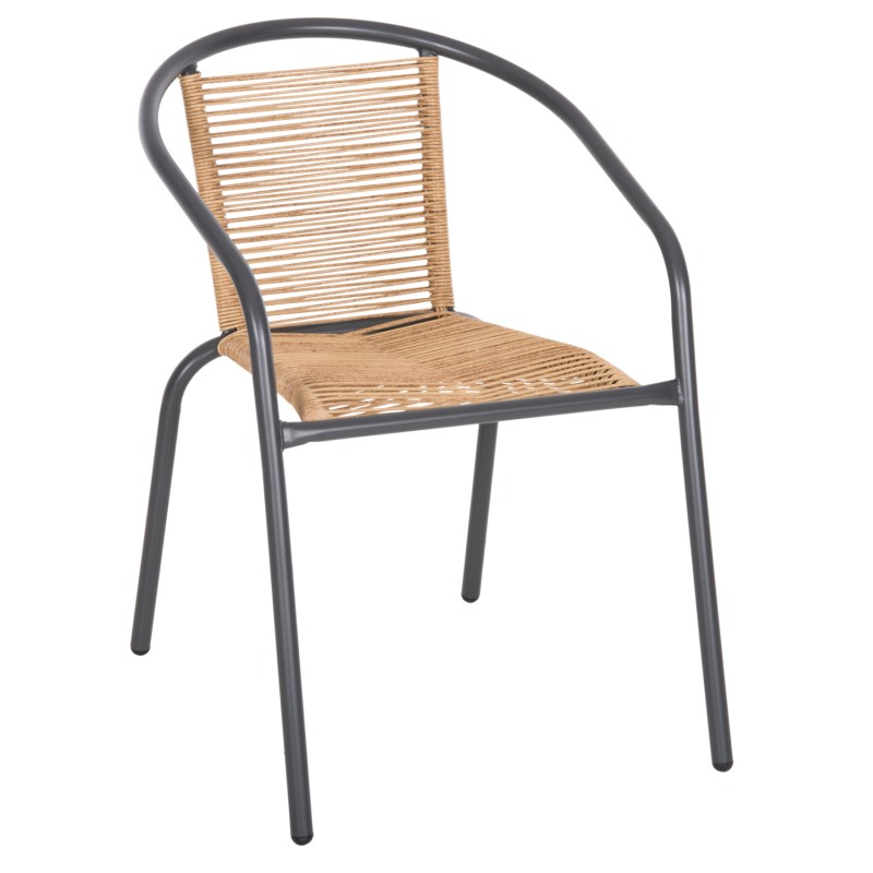 ARMCHAIR SWIFTER FK5969.02 METAL IN GREY-SYNTHETIC RATTAN IN NATURAL 54x61x75Hcm. ARMCHAIR SWIFTER FK5969.02 METAL IN GREY-SYNTHETIC RATTAN IN NATURAL 54x61x75Hcm.