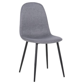 DINING CHAIR LEONARDO FK00100.26 GREY FABRIC & BLACK METAL LEGS 42x49,5x89Hcm.