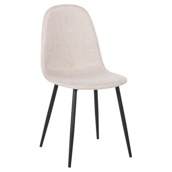 DINING CHAIR LEONARDO FK00100.27 BEIGE FABRIC & BLACK METAL LEGS 42x49,5x89Hcm.