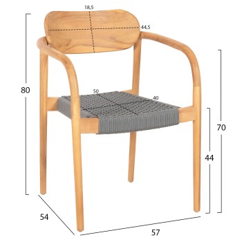 ARMCHAIR OSLO FK9636.08 TEAK WOOD IN NATURAL & ROPE--B'RATED 55x54x80Hcm. ARMCHAIR OSLO FK9636.08 TEAK WOOD IN NATURAL & ROPE--B'RATED 55x54x80Hcm.