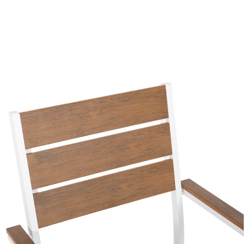 ALUMINUM ARMCHAIR SAGA FK5981.01 WHITE-POLYWOOD IN NATURAL 55x55x86Hcm. ALUMINUM ARMCHAIR SAGA FK5981.01 WHITE-POLYWOOD IN NATURAL 55x55x86Hcm.