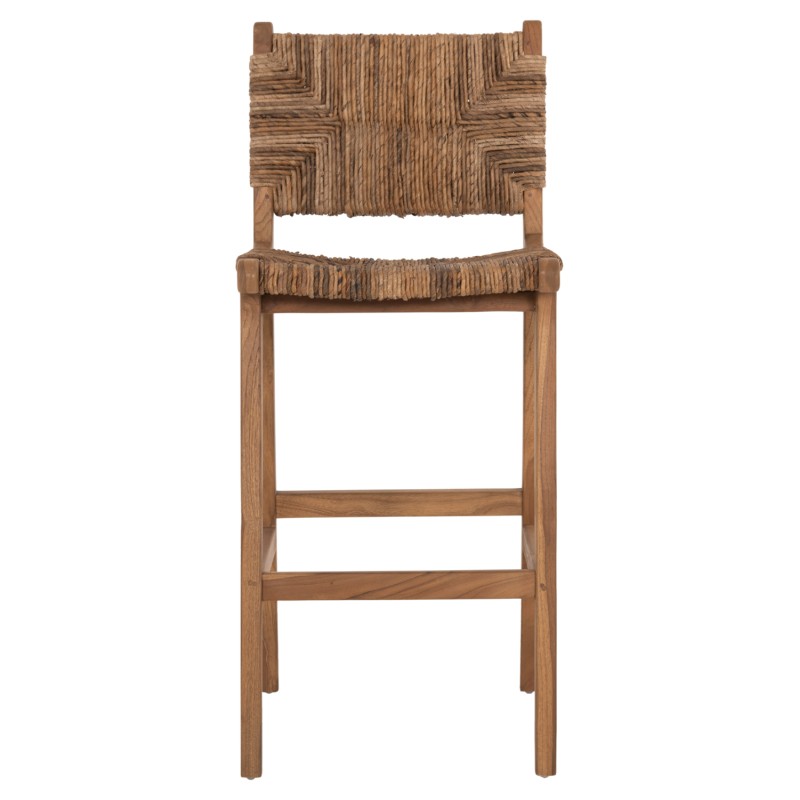 BAR STOOL WALTER FK9841 TEAK WOOD IN NATURAL-RUSH MATT 46x55x105Hcm. BAR STOOL WALTER FK9841 TEAK WOOD IN NATURAL-RUSH MATT 46x55x105Hcm.