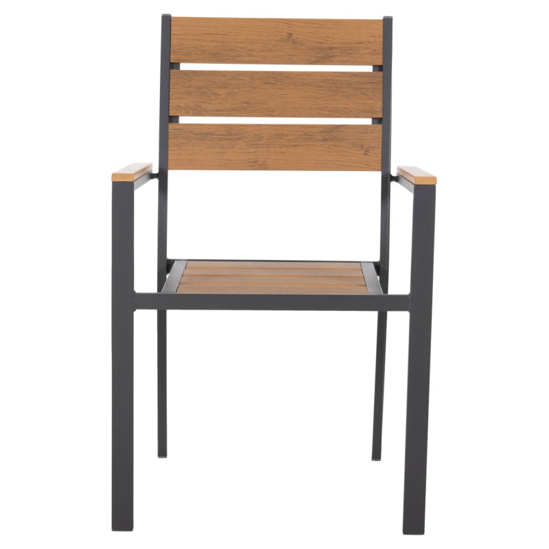 ALUMINUM ARMCHAIR SAGA FK5981.03 ANTHRACITE-POLYWOOD IN NATURAL 55x55x86Hcm. ALUMINUM ARMCHAIR SAGA FK5981.03 ANTHRACITE-POLYWOOD IN NATURAL 55x55x86Hcm.
