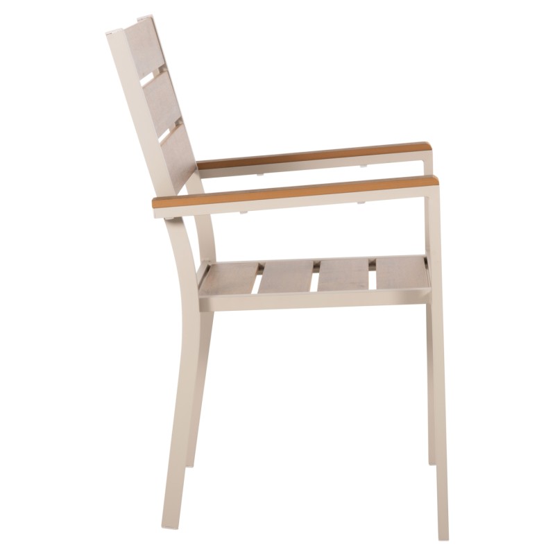 ALUMINUM ARMCHAIR SAGA FK5981.04 CHAMPAGNE-POLYWOOD IN NATURAL 55x55x86Hcm. ALUMINUM ARMCHAIR SAGA FK5981.04 CHAMPAGNE-POLYWOOD IN NATURAL 55x55x86Hcm.