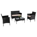 OUTDOOR LOUNGE SET 4PCS STASIA FK6089.01 SYNTHETIC RATTAN IN BLACK-CUSHIONS IN CAPPUCCINO OUTDOOR LOUNGE SET 4PCS STASIA FK6089.01 SYNTHETIC RATTAN IN BLACK-CUSHIONS IN CAPPUCCINO