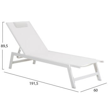 ALUMINUM SUNBED WITH HEADREST RABIA FK5982.01 IN WHITE 191,5x60x31Hcm. ALUMINUM SUNBED WITH HEADREST RABIA FK5982.01 IN WHITE 191,5x60x31Hcm.