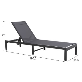 ALUMINUM SUNBED THATCHER FK5983.03 ANTHRACITE FRAME & TEXTILENE 196,5x64,5x92Hcm. ALUMINUM SUNBED THATCHER FK5983.03 ANTHRACITE FRAME & TEXTILENE 196,5x64,5x92Hcm.