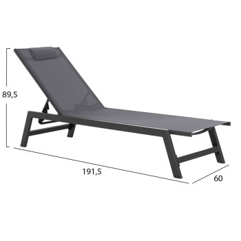 ALUMINUM SUNBED WITH HEADREST RABIA FK5982.03 IN ANTHRACITE 191,5x60x31Hcm. ALUMINUM SUNBED WITH HEADREST RABIA FK5982.03 IN ANTHRACITE 191,5x60x31Hcm.