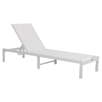 ALUMINUM SUNBED THATCHER FK5983.01 WHITE FRAME & TEXTILENE 196,5x64,5x92Hcm.