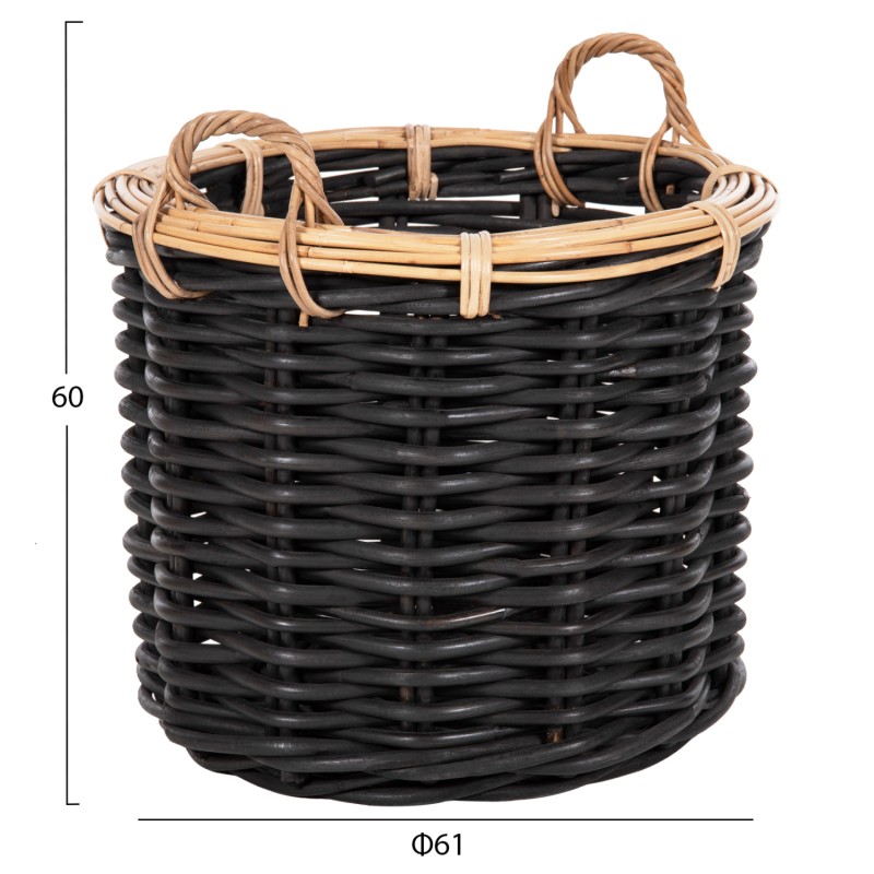 FLOOR BASKETS 2PCS POTTS FK4379 CL RATTAN IN BLACK&NATURAL Φ61+Φ45cm. FLOOR BASKETS 2PCS POTTS FK4379 CL RATTAN IN BLACK&NATURAL Φ61+Φ45cm.