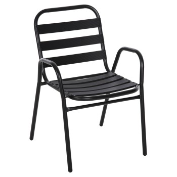CHAIR PRELUDE FK5970.03 METAL FRAME-ALUMINUM SEAT & BACKREST-BLACK 54x56x79Hcm.