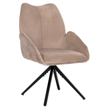 DINING ARMCHAIR SHAI FK9844.04 BEIGE FABRIC-BLACK METAL BASE 61x63x93Hcm.