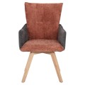 DINING ARMCHAIR REX FK9847.06 BRICK RED-GREY FABRIC-BEECH WOOD LEGS 53x60x93Hcm. DINING ARMCHAIR REX FK9847.06 BRICK RED-GREY FABRIC-BEECH WOOD LEGS 53x60x93Hcm.