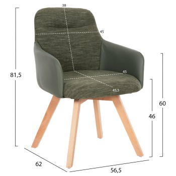 DINING ARMCHAIR DEW FK9848.05 FABRIC & PU IN GREEN-BEECH WOOD LEGS 56,5x62x81,5Hcm. DINING ARMCHAIR DEW FK9848.05 FABRIC & PU IN GREEN-BEECH WOOD LEGS 56,5x62x81,5Hcm.