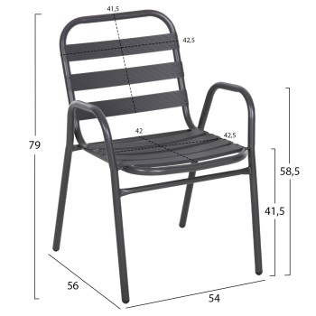 CHAIR PRELUDE FK5970.01 METAL FRAME-ALUMINUM SEAT & BACKREST-GREY 54x56x79Hcm.