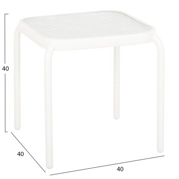 OUTDOOR SIDE TABLE SQUARE DIDO FK5975.02 METAL IN WHITE-GLASS 40x40x40Hcm. OUTDOOR SIDE TABLE SQUARE DIDO FK5975.02 METAL IN WHITE-GLASS 40x40x40Hcm.