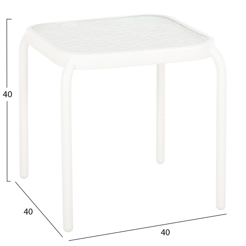 OUTDOOR SIDE TABLE SQUARE DIDO FK5975.02 METAL IN WHITE-GLASS 40x40x40Hcm. OUTDOOR SIDE TABLE SQUARE DIDO FK5975.02 METAL IN WHITE-GLASS 40x40x40Hcm.