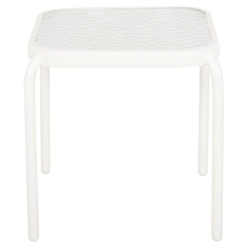 OUTDOOR SIDE TABLE SQUARE DIDO FK5975.02 METAL IN WHITE-GLASS 40x40x40Hcm. OUTDOOR SIDE TABLE SQUARE DIDO FK5975.02 METAL IN WHITE-GLASS 40x40x40Hcm.