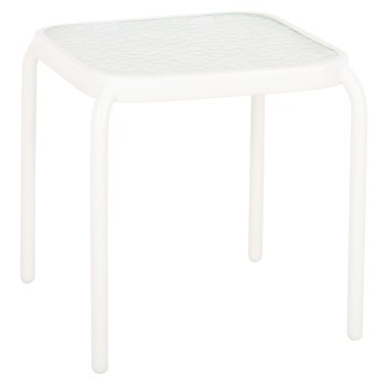 OUTDOOR SIDE TABLE SQUARE DIDO FK5975.02 METAL IN WHITE-GLASS 40x40x40Hcm.