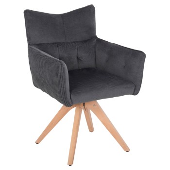 DINING ARMCHAIR QUILL FK9843.03 GREY FABRIC-BEECH WOOD LEGS 61x57,5x91Hcm.