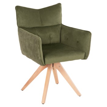 DINING ARMCHAIR QUILL FK9843.05 GREEN FABRIC-BEECH WOOD LEGS 61x57,5x91Hcm.