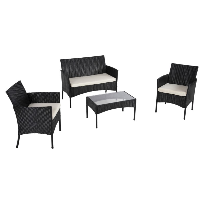 OUTDOOR LOUNGE SET 4PCS STASIA FK6089.04 SYNTHETIC RATTAN IN BLACK-CUSHIONS IN BEIGE OUTDOOR LOUNGE SET 4PCS STASIA FK6089.04 SYNTHETIC RATTAN IN BLACK-CUSHIONS IN BEIGE
