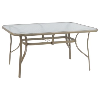 DINING TABLE BRUNO FK5145.04 METAL IN CHAMPAGNE COLOR-TEMPERED GLASS 150Χ90Χ72Hcm.