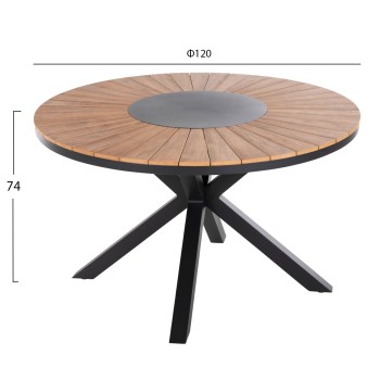 OUTDOOR ROUND TABLE MORIL FK6041.01 ALUMINUM IN ANTHRACITE-POLYWOOD IN NATURAL WOOD Φ120cm. OUTDOOR ROUND TABLE MORIL FK6041.01 ALUMINUM IN ANTHRACITE-POLYWOOD IN NATURAL WOOD Φ120cm.