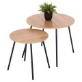 COFFEE TABLES 2PCS ROUND CUPPER FK9878.01 MELAMINE IN SONAMA-BLACK METAL Φ55x45Hcm. COFFEE TABLES 2PCS ROUND CUPPER FK9878.01 MELAMINE IN SONAMA-BLACK METAL Φ55x45Hcm.