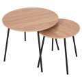 COFFEE TABLES 2PCS ROUND CUPPER FK9878.01 MELAMINE IN SONAMA-BLACK METAL Φ55x45Hcm. COFFEE TABLES 2PCS ROUND CUPPER FK9878.01 MELAMINE IN SONAMA-BLACK METAL Φ55x45Hcm.