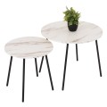 COFFEE TABLES 2PCS ROUND CUPPER FK9878.12 MELAMINE IN WHITE MARBLE-BLACK METAL Φ55x45Hcm.