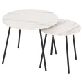 COFFEE TABLES 2PCS ROUND CUPPER FK9878.12 MELAMINE IN WHITE MARBLE-BLACK METAL Φ55x45Hcm.