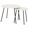 COFFEE TABLES 2PCS ROUND CUPPER FK9878.12 MELAMINE IN WHITE MARBLE-BLACK METAL Φ55x45Hcm.