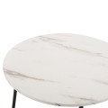 COFFEE TABLES 2PCS ROUND CUPPER FK9878.12 MELAMINE IN WHITE MARBLE-BLACK METAL Φ55x45Hcm.