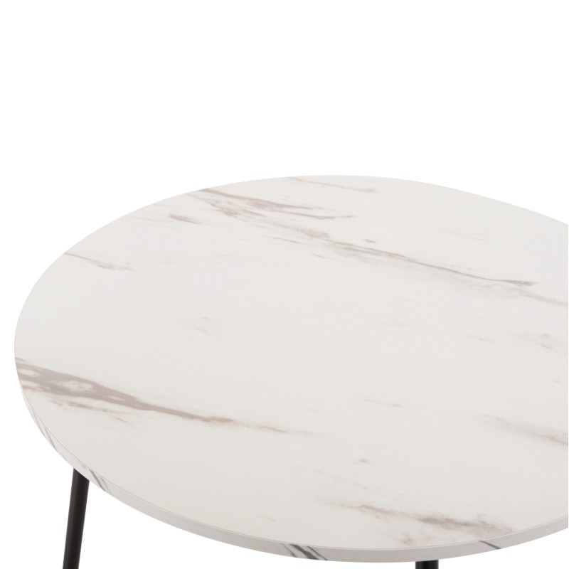 COFFEE TABLES 2PCS ROUND CUPPER FK9878.12 MELAMINE IN WHITE MARBLE-BLACK METAL Φ55x45Hcm.