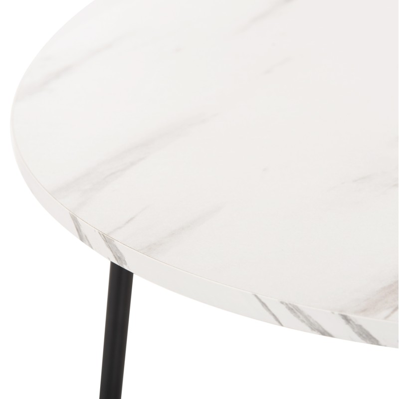 COFFEE TABLES 2PCS ROUND CUPPER FK9878.12 MELAMINE IN WHITE MARBLE-BLACK METAL Φ55x45Hcm.