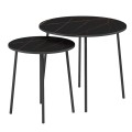 COFFEE TABLES 2PCS ROUND CUPPER FK9878.13 MELAMINE IN BLACK MARBLE-BLACK METAL Φ55x45Hcm.